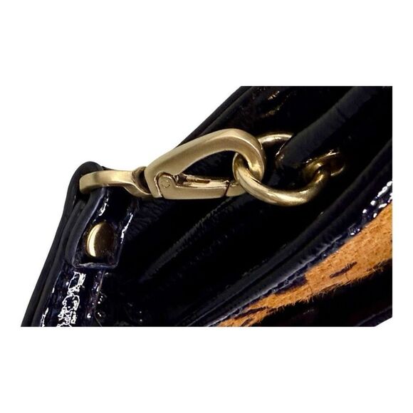 Vintage Talbots Wristlet Wallet Clutch Cheetah Animal Print Calf Hair Patent Lea - Picture 3 of 16